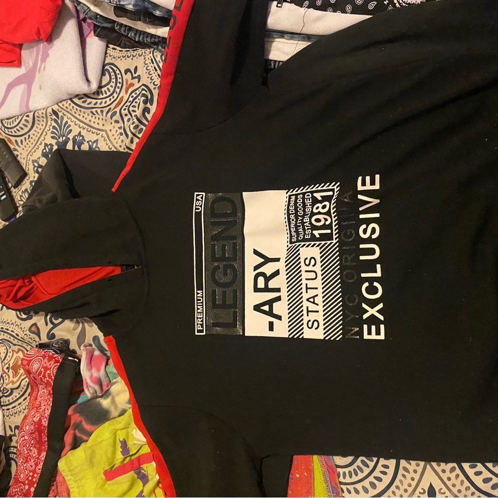 Legendary Black Hoodie with Red Accents